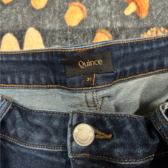 Quince Stretch Mid Rise Slim Straight Jeans, Dark Wash - Picture 3 of 4